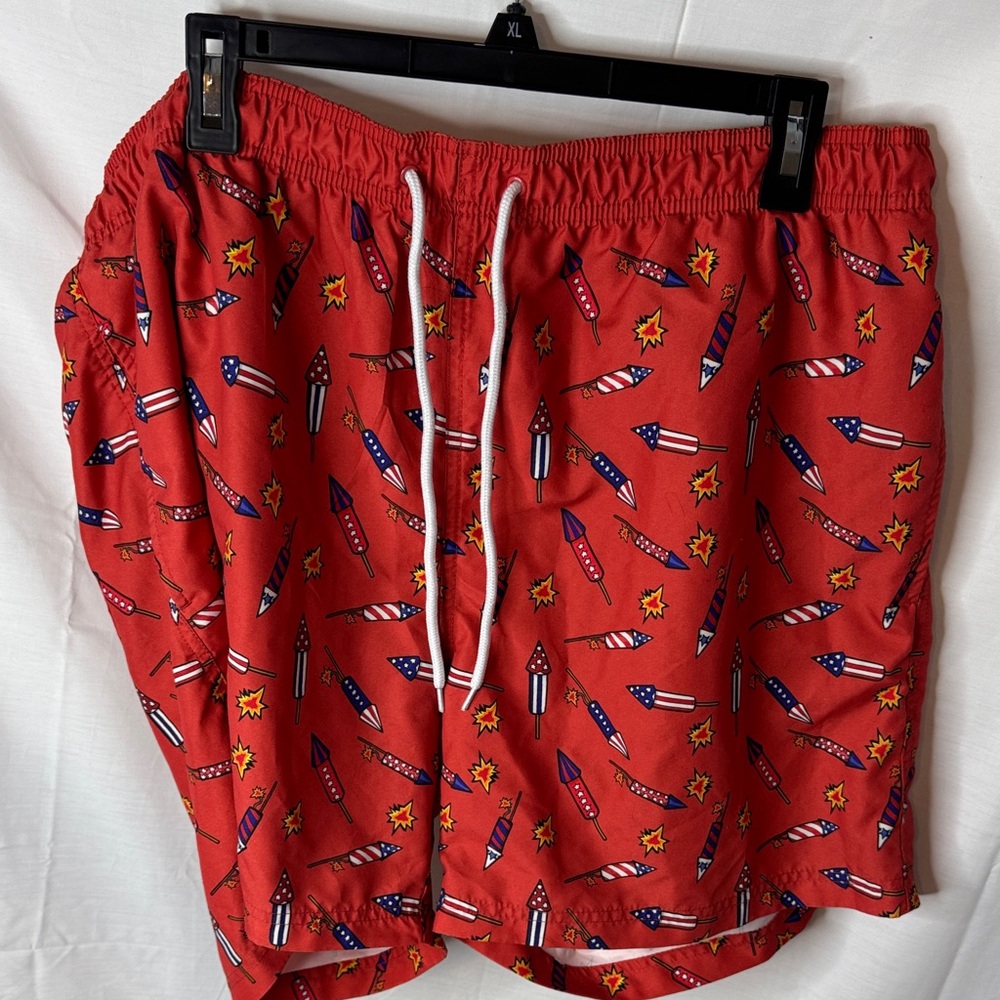 Patriotic Red Men's Swim Trunks